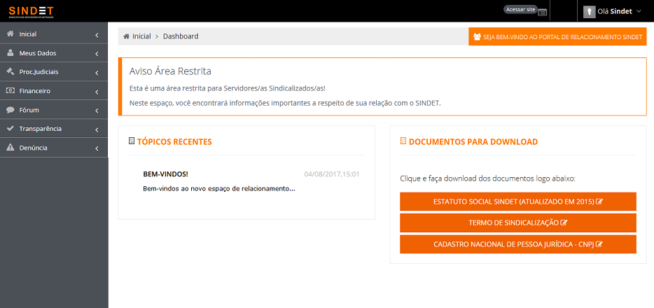 Área do Sindicalizado
